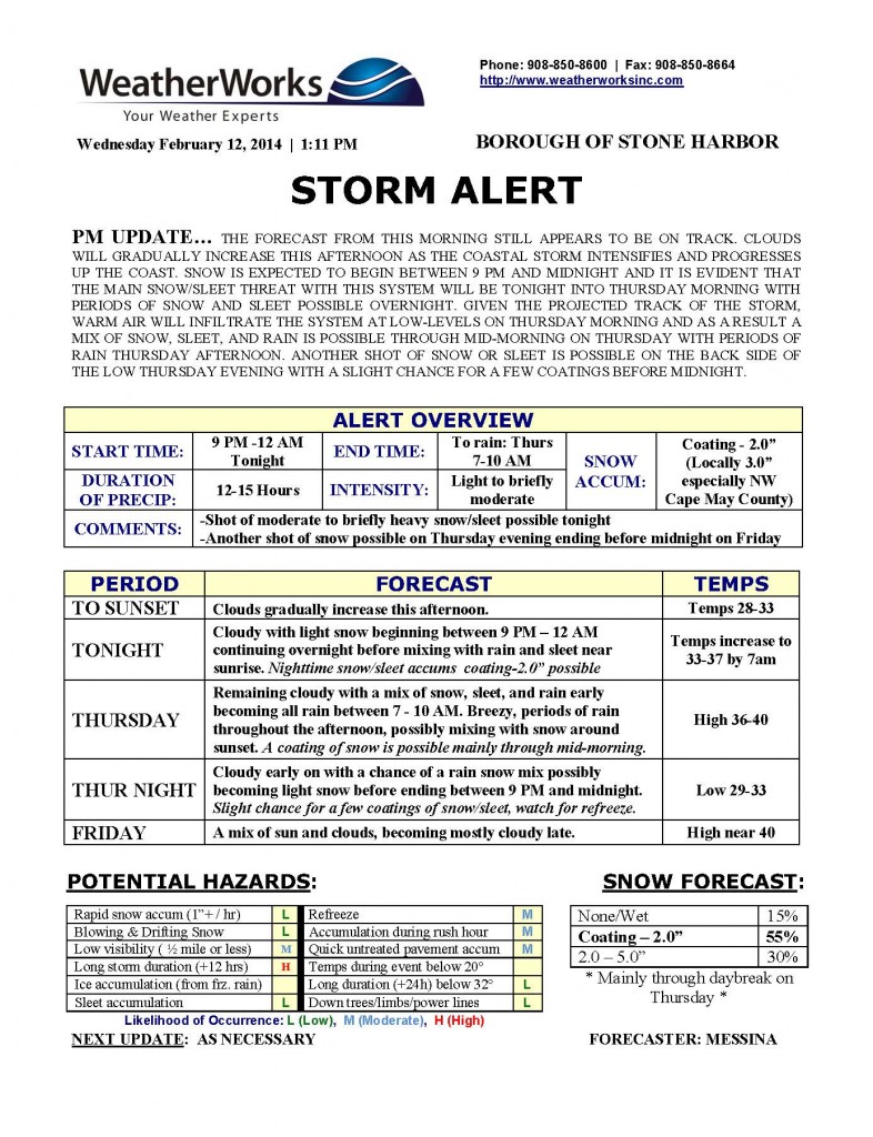 Storm Alert February 12th 115pm